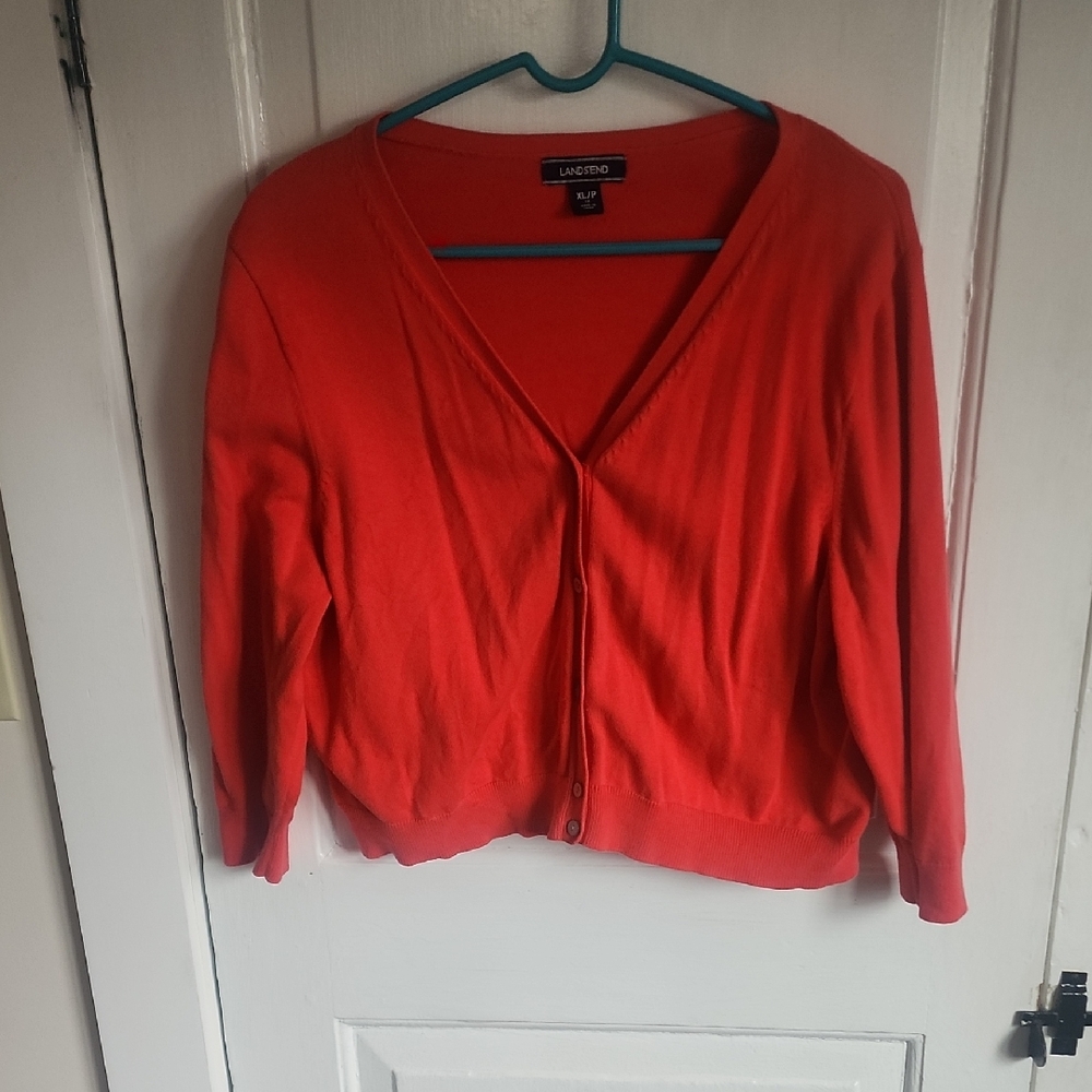 Lands' End Women's Vibrant Red Cardigan